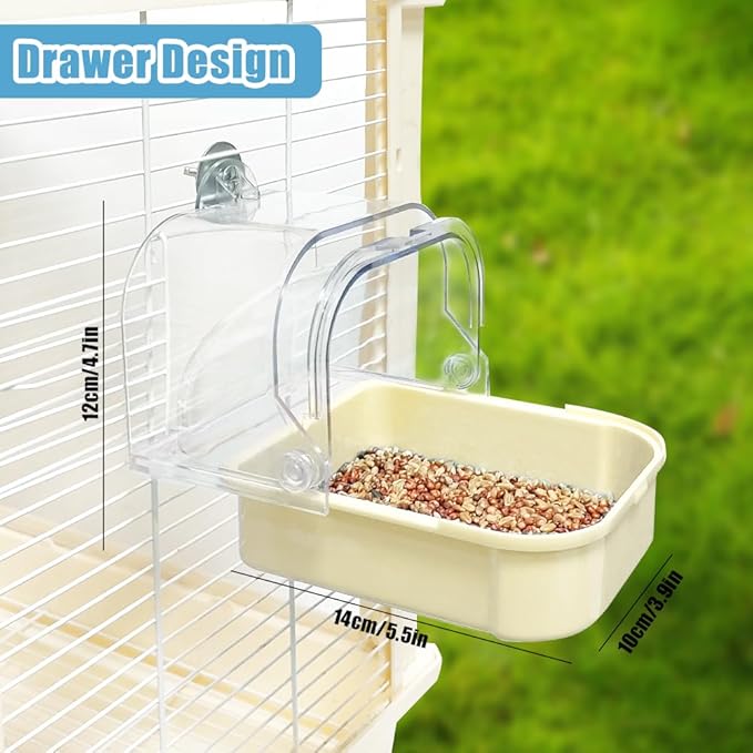 Bird Bath for Cage, Cleaning Pet Supplies Cockatiel Bird Bathtub with Hanging Hooks for Little Bird Parrots Spacious Parakeets Portable Shower for Most Birdcage (Yellow)