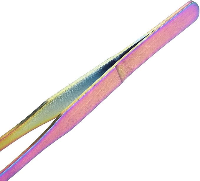 27cm Reptile Feeding Tongs, Rainbow Color Aquarium Tweezers Stainless Steel Fishbowl Long Tweezers, Aquascaping Tools for Hold Worms, Reptiles, Lizards, Bearded Dragon(27cm Curved Clip)