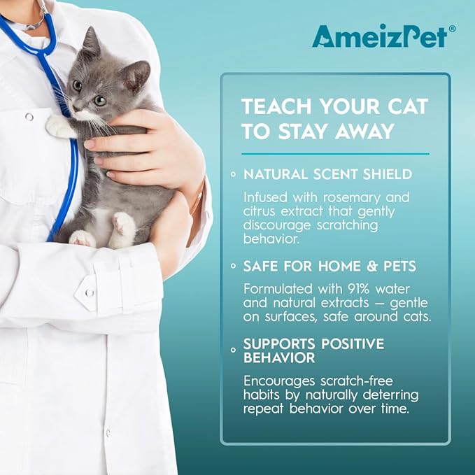 Cat Scratching Deterrent Spray, Cat Repellent Spray, Stop Cats Scratching Furniture, Carpets, Curtains and Plants, Safe and Effective Solution, Use Indoor & Outdoor, 1.69 fl oz (50 ml)