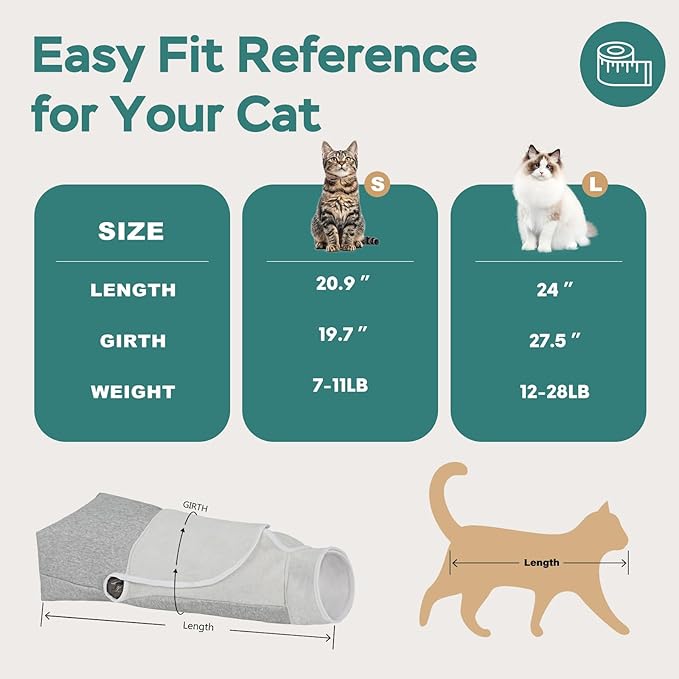 Self-Adhesive Cat Grooming Wrap, Cozy Cat Wrap for Cutting Nails, Breathable Anti-Scratch Cats Swaddle Bag for Brushing, Ear Cleaning, Dental Care, Medication, Injections, Grey S