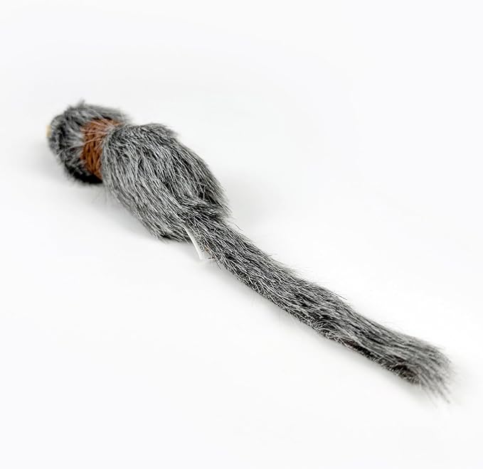 TTcat 2Pcs Cat Mice Toys,Faux Fur Cat Kicker Toys Large Mice with Long Tail Without Catnip, Interactive Catch Play Mouse Toy for Indoor Cats and Kittens.