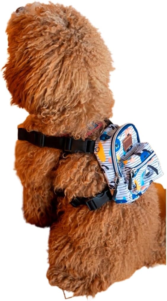 Pawlook Dog Backpack Harness – Street Smart | Waterproof, Adjustable, Breathable – Leash Attachment D-Rings, Poop Bag Pocket – Small & Medium Dogs – 8 Styles Woof S