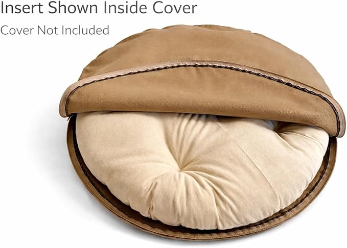 Round Dog Bed Insert Natural – Muslin Cotton Cover with Raw Cotton Filling, Breathable, Plastic-Free, Replacement Cushion (Medium 28" x 3")