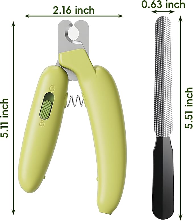 Dog Nail Clippers,Dog Nail Trimmers for Small Medium Dogs and Cats - Professional Grooming Tool with Safety Lock, Sharp Stainless Steel Blade Prevents Splitting，Includes Nail File (Green-mini)