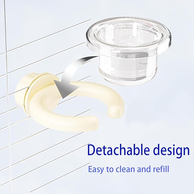 2 pcs Detachable Transparent Bowls with White Stand for Canary Finch Parrot Seed Water Feeder