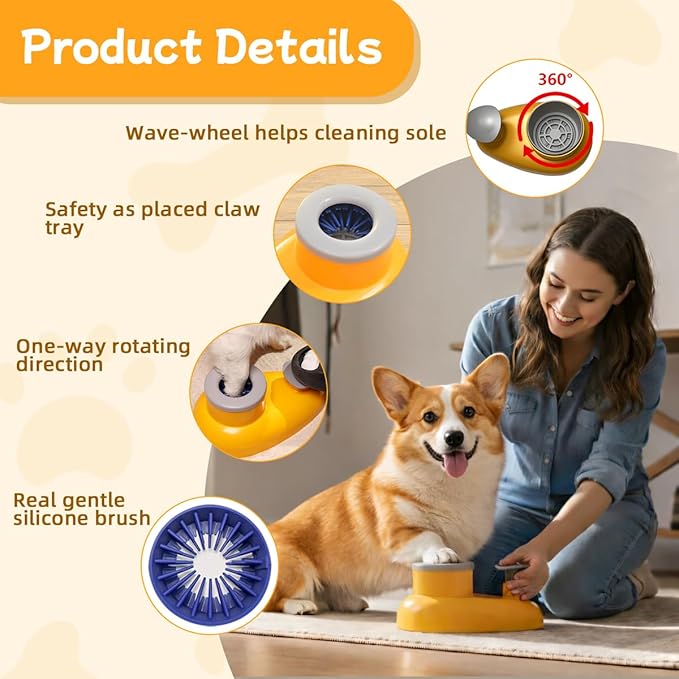Pet Paw Cleaner Base for Full-Size Dogs with Claw Tray Design, Mechanical Dog Foot Washing Device (Small-Medium)
