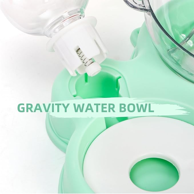 Triple Cats Bowls, Cat Food Water Bowl with Mat and Scoop, 15° Tilted Raised Cat Bowl Dishes with Automatic Water Bottle, Pet Feeding Bowls for Cats, Small Dogs, Wet, Dry Food
