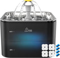 Crystal Cat Water Fountain Stainless Steel with 4 Filters and 4 Sponges, 101oz/3L Pet Fountain with LED Light for Cats and Dogs (Black)