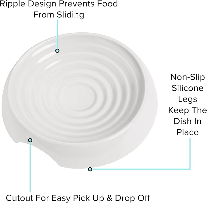 CatGuru Cat Bowls, Whisker Friendly Food Bowl for Indoor Cats, Reliefs Whisker Fatigue, Wide Kitten Dish, Non Slip Pet Dishes, Shallow Pet Plates (Marshmallow)