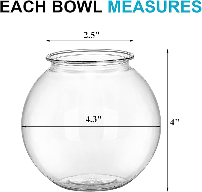Okllen 12 Pack Plastic Ivy Bowls, 16 Oz Round Fish Bowl Unbreakable Vases Bowls for Home Decor, Carnival Games, Candy, Party Favors, Centerpiece, BPA Free, Clear