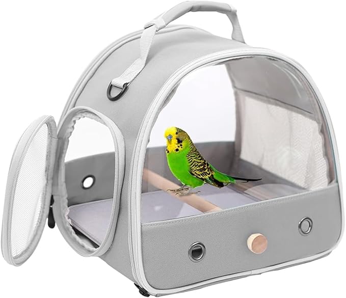 Portable Bird Carrier, Pet Travel Transport Cage for Small Animals (Grey, SBC)