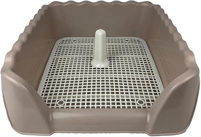 Lutema Indoor/Outdoor Training Dog Potty Tray for Small and Medium Puppies Litter Boxes in (Beige)