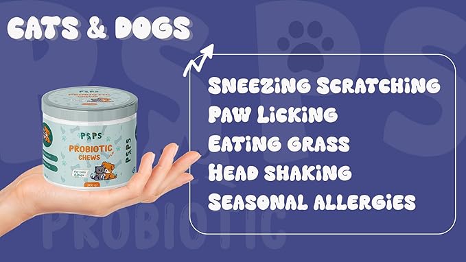 Probiotics for Dogs & Cats - Dog Probiotic Chews for Gut Health, Digestive Support, Reduces Diarrhea&Gas, Seassonal Allergies, Bad Breath & Boosts Immunity - 120 Soft Chews
