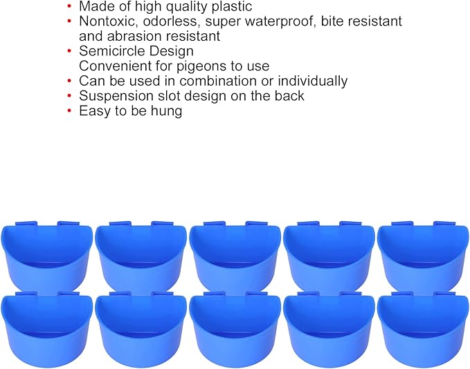 Zerodis Pigeons Feeding Cups, Plastic Bird Dish for Watering and Feeding, Easy to Hang Supplies for Bird Breeders and Pet Owners (S #12)