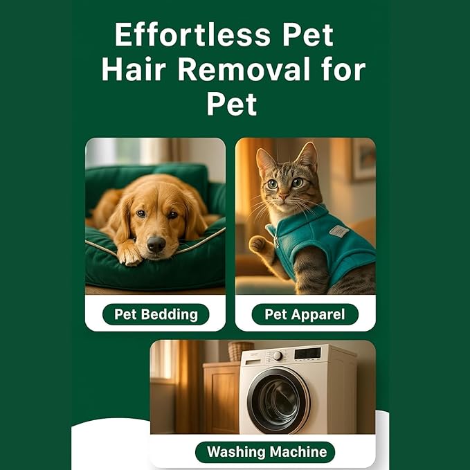 Pet Hair Dissolver for Washing Machine - Dog & Cat Hair Remover, 96.7% Hair Dissolution, Stain/Hair Remover for Laundry, 2 Sachets, HE/Top/Front-Load Compatible, Removes Residue & Odors, Septic Safe