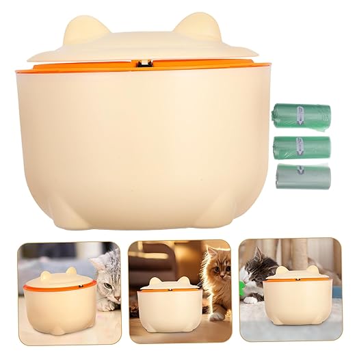 Zerodeko 1Set Enclosed Pet Litter Storage Container with Lid Convenient Operation Trash Can for Waste Management Includes for Spaces and Home