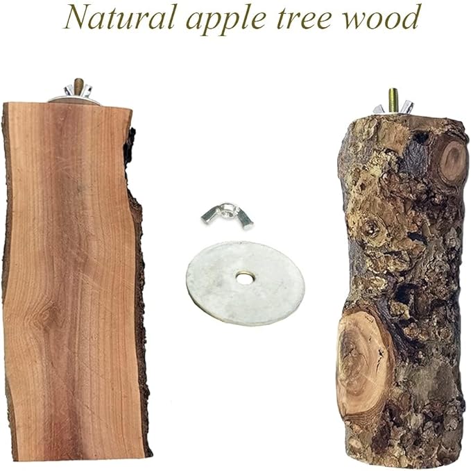 Hamiledyi Wood Bird Perch 4PCS Natural Wooden Stand Platform Parrot Cage Accessories for Budgie Conure Parrot Parakeet Cockatiel Lovebird