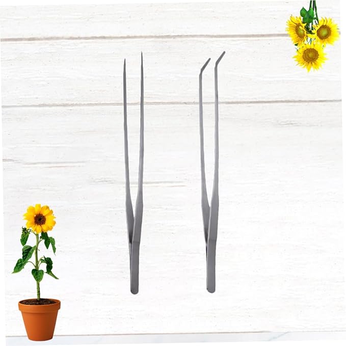 Didiseaon 4pcs Stainless Steel Aquatic Plant Tweezers Straight Curved Tongs for Fish Tank Maintenance Resistant Tools for Aquarium Plant Care