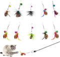 Cat Insect Feather Toys Replacement Cat Toy Wand Refills, 10 Pieces Mini Insect Cats Toy Feathers Refill, Interactive Cats Teaser Wand Attachments, with Bell
