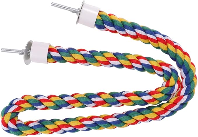 Bird Rope Perch, Colorful Parrot Cotton Rope Bird Perch Stand Climbing Toys Pet Parrot Chewing Toy for Parrots Cockatiels Parakeets Budgie Cages