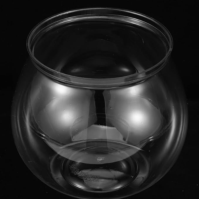 1 Gallon Fish Bowl - Round Plastic Break-Resistant Aquarium, Crystal Clear Small Fish Tank for Goldfish, Home Desktop Decor, Party & Office Decoration(3 ps)