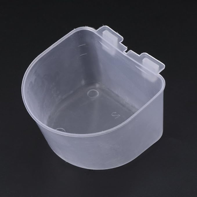 5-Piece Parrot Feeding Cups Cage Hanging Plastic Bowl Flat Bottom with Hooks Bird Water Food Dish Feeder Bowls Bird Feeders for Outdoors Hanging Tray