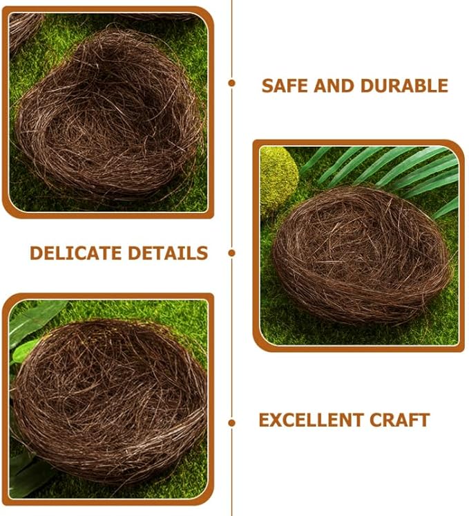Simulated Bird Nest Decoration for Garden and Easter - Small Rustic Faux Bird Nest Plate Decor for Party Photography Props and Birdcage Accessories