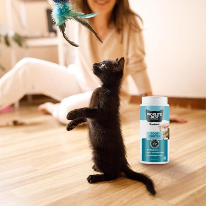 WORLD'S BEST CAT LITTER® Boosters™ Poop Fighter® | Natural and Sustainable Cat Litter Additive | Eliminates Poop, Urine, and Ammonia Odors | Botanical Blocker™ Technology | 18 oz Canister (Pack of 2)