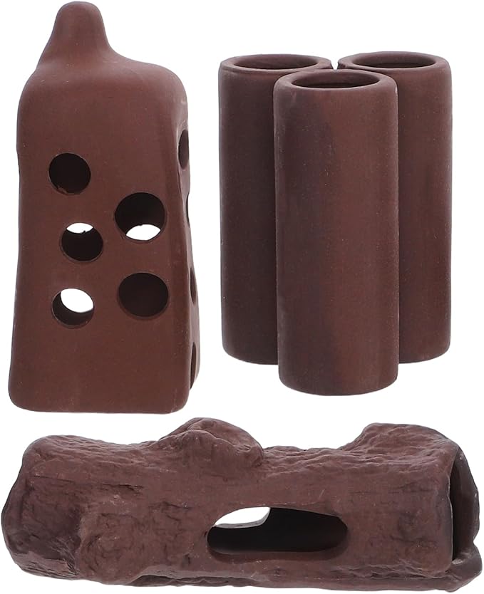 LUOZZY 3 Pcs Purple Sand Ceramic Aquarium Breeding Cave for Fish Shrimp Betta Spawning Hideout Shelter