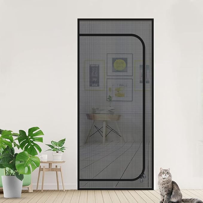 DOOREASY Pet Screen Door, Upgraded Cat Resistant Screen Door to Stop Cats Running Out, Easy Install Pet Door Mesh Screen with Zipper Closure, No Slightest Gap, Fresh Air in (Fits Doors Up to 36"x83")