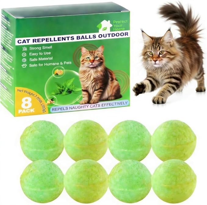 8pcs Cat Repellent Outdoor to Keep Cats Away, Natural Peppermint Oil Cat Deterrent Outdoor and Indoor, Keep Cats Out of Yard, Protect Your Yard and Furniture