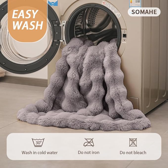 Dog Blanket Self-Warming Throw for Medium & Large Dogs, Dual-Side Sherpa Plush, Thick Crate Bed Cover & Car Seat Mat, Anti-Static Machine Washable No Shrink, 39x30 Inch Gray