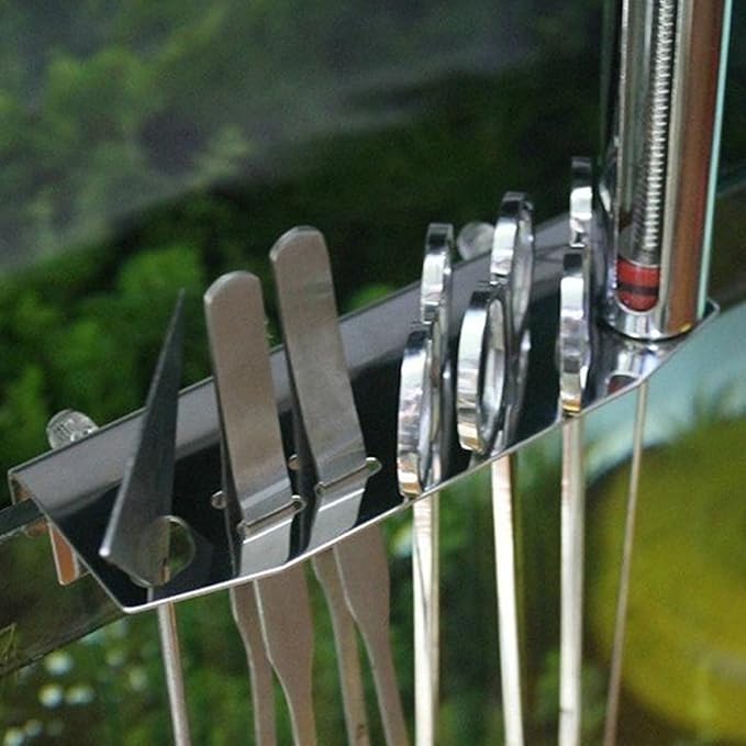 Angoily Stainless Steel Tool Rack for Aquarium Plant Maintenance Dual Mounting Utility