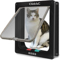 CEESC Extra Large Cat Door (Outer Size 11" x 9.8"), 4 Way Locking Large Cat Door for Interior Exterior Doors, Weatherproof Pet Door for Cats & Doggie with Circumference < 24.8" (Black)