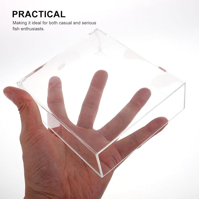 Kisangel Portable Transparent Fish Viewing Box 4.92X4.33X1.49In Lightweight Betta Fish Tank Small Aquarium Breeding Container for Desktop Observation and Care