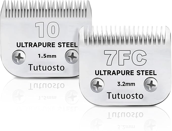 Clipper Blades Pet Grooming Clipper Replacement Blades Detachable Blade Compatible with andis/wahl/Oster Dog Clippers (10#&7FC)