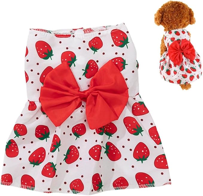 Dog Dress,1PC Dog Dresses with Cute Bowknot,Summer Dogs Clothes Pet Princess Dresses for Chihuahua Yorkies Puppies Cat Outfit