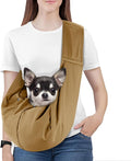Pawaboo Small Dog Sling Carrier, Reversible Hands Free Dog Sling Carriers for Small Dogs and Cats, Puppy Slings Carrier with Safety Harness, Puppy Essentials, Khaki