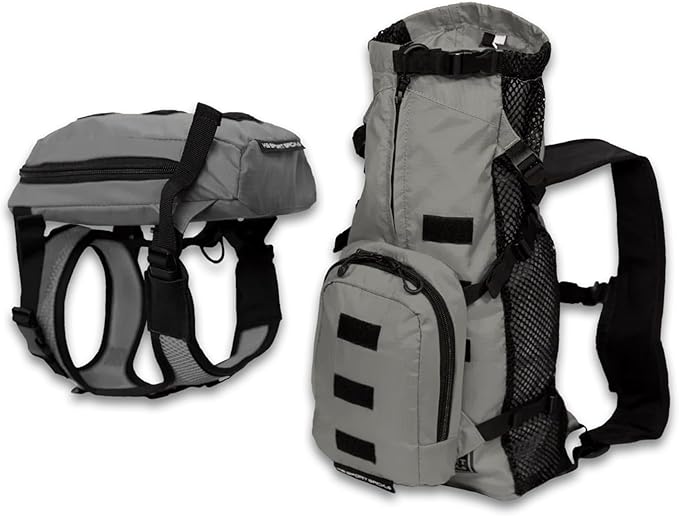 K9 Sport Sack Walk-On - X-Small, Shark Skin Gray - Ideal for Dogs with 9-12” Back Length - Lightweight, Packable, Backpack-Style Carrier - Includes Compatible Harness & Storage Bag