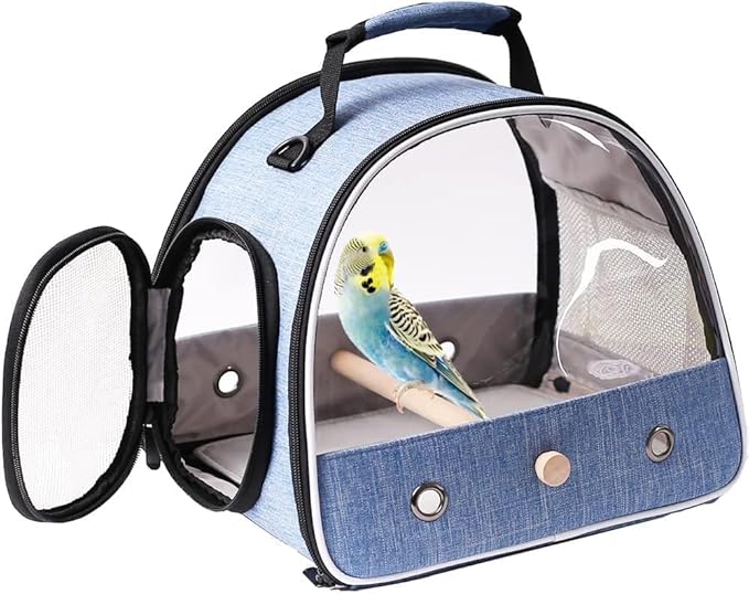 Portable Bird Carrier, Pet Travel Transport Cage for Small Animals (Blue, DWL)