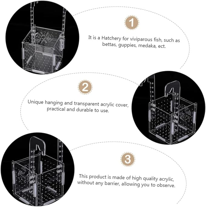 HANABASS 2pcs Acrylic Fish Tank Breeding Isolation Safe Fish Incubator for and Shrimp Easy to Clean Convenient for Aquarium Use
