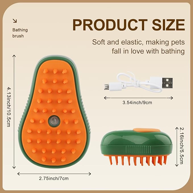 Cat Steam Brush, 3 in 1 Cat Steamy Brush, Silicone Massage Grooming Comb, Pet Hair Cleaning Misting Comb for Kittens(Avocado Green)