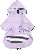 Morezi Dog Zip Up Raincoat with Reflective Buttons, Rain/Water Resistant, Adjustable Drawstring, Removable Hood, Raincoats with Legs 8lbs to 80lbs Available - Purple - XXL