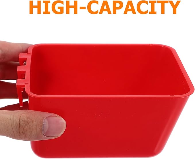 SUPVOX 8pcs Red Bird Cage Cups Feeding Bowls Indoor Bird Feeder Watering Supplies 12.5x9.5x6cm for Parrot Cockatiel Small