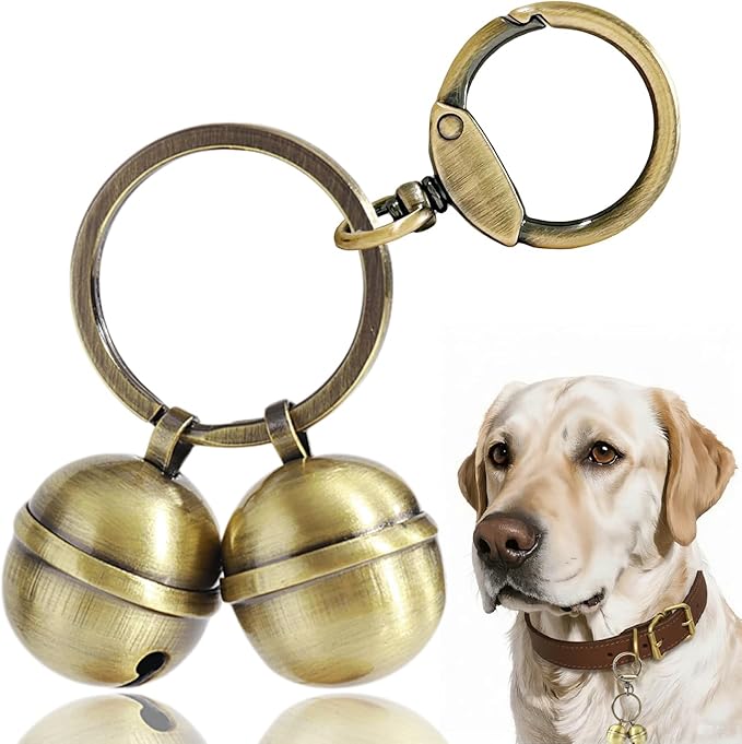 Copper Dog Bells for Collars with Quick-Release Clasp - Audible Safety Trackers for Medium to Large Dogs, Outdoor Collar Accessories(Glossy Bronze)