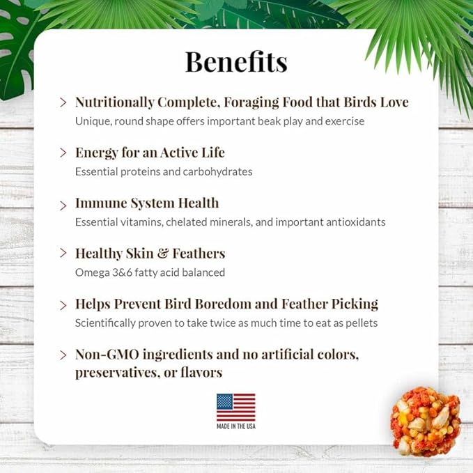 LAFEBER'S Tropical Fruit Nutri-Berries Pet Bird Food, Made with Non-GMO and Human-Grade Ingredients, for Macaws and Cockatoos, 3 lb