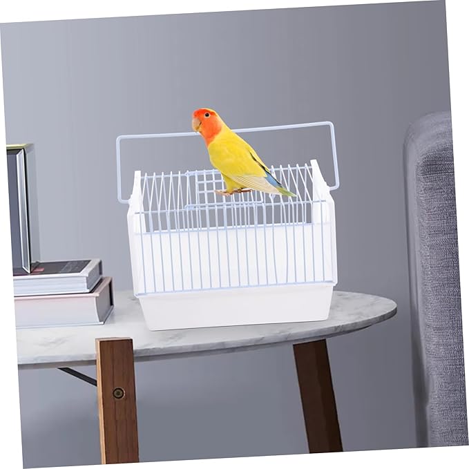1set Portable Bird Carrier for Travel Compact Pet Bird Cage Handle for Outings Hiking and Shopping for Parrots and Small White Small