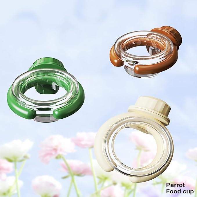 2 pcs Detachable Transparent Bowls with White Stand for Canary Finch Parrot Seed Water Feeder