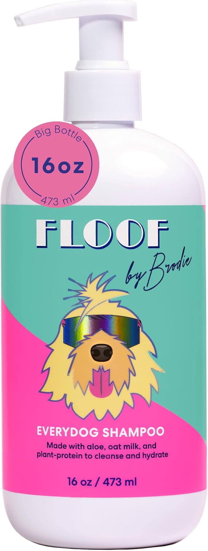 Floof by Brodie Everydog Nourishing and Deodorizing Dog & Cat Shampoo for All Coat Types, Detangles, Soothes with Aloe, Oat Milk, Plant Based Emolients, Pet Grooming Supplies (16oz)