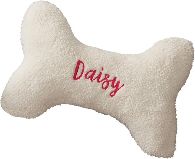 Personalization Universe Personalized Dog Bone Pet Pillow - Soft, Plush Dog Bed Accesory with Custom Name Embroidery, Zipper Closure, Ideal for Small to Medium Dogs, Emroidered with Dog's Name